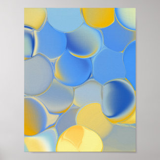 Blue and Mustard Yellow Abstract Organic Shapes Wa Poster