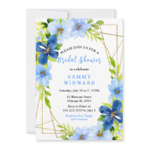 Blue and Navy Flowers with Foliage Bridal Shower