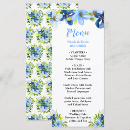 Blue and Navy Flowers with Foliage  Meny