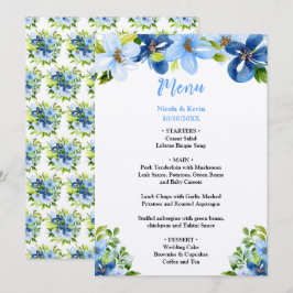 Blue and Navy Flowers with Foliage  Meny