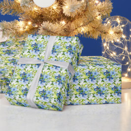 Blue and Navy Flowers with Foliage  Presentpapper