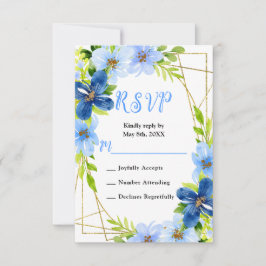Blue and Navy Flowers with Foliage Wedding OSA Kort