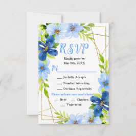 Blue and Navy Flowers with Foliage Wedding OSA Kort