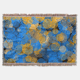  Blue and Orange Concentric Circles Throw Blanket Filt