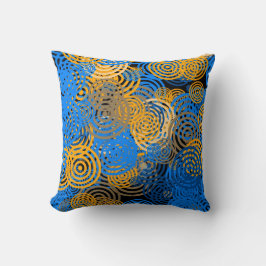 Blue and Orange Concentric Circles Throw Pillow Kudde