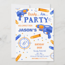 Blue and Orange Dart Gun Inbjudningar