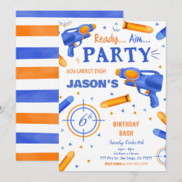 Blue and Orange Dart Gun Inbjudningar