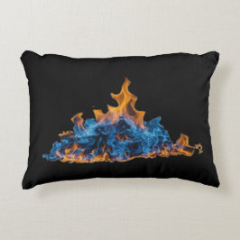  "Blue and Orange Fire Flames" Vibrant Art Design  Prydnadskudde