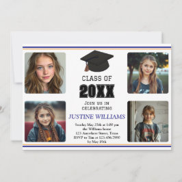 Blue and Orange Graduation Inbjudningar