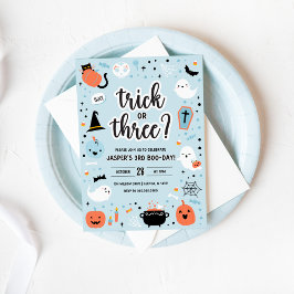 Blue and Orange Halloween 3rd Birthday Invitation  Inbjudningar