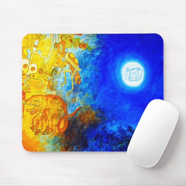 Blue and Orange Mayan Design Mousepad Musmatta (Med mus)