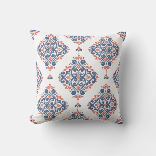 Blue and orange ornamental seamless pattern. Vinta Kudde (Framsida)