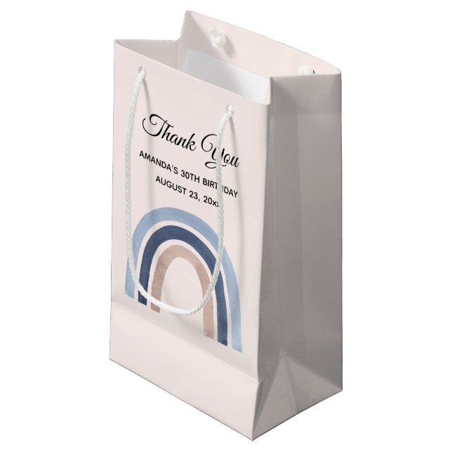 Blue and Peach Rainbow Boho Birthday Tack (Framsidan Vinklad)