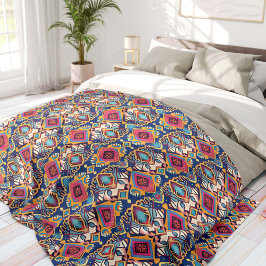 Blue and Pink Bohemian Tribal Fleecefilt