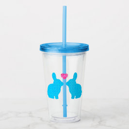 Blue and Pink Bunny in Love Illustration Take Away Mugg