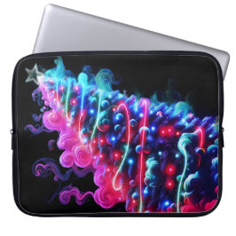 Blue and Pink Christmas Tree on an Electronics Bag Laptop Fodral