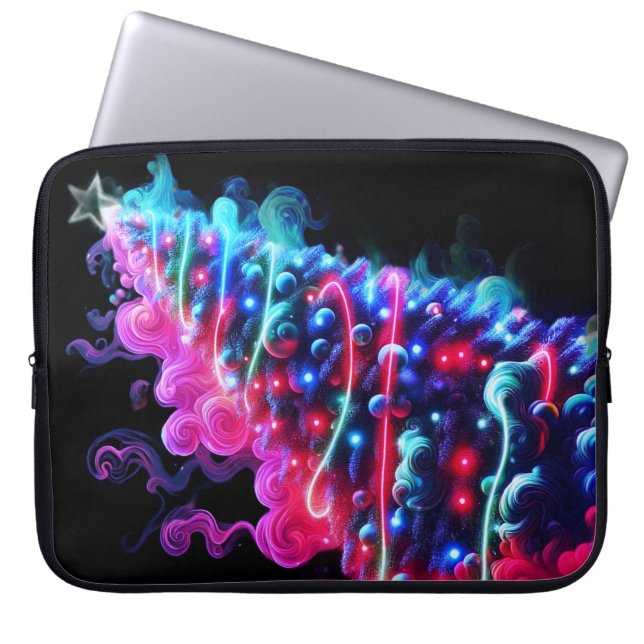 Blue and Pink Christmas Tree on an Electronics Bag Laptop Fodral (Framsidan)