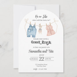 Blue and Pink Watercolor Gender Arch Invitation Inbjudningar