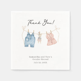 Blue and Pink Watercolor Gender Reveal  Pappersservett