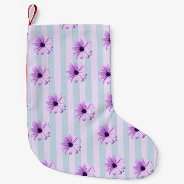 blue and purple striped daisy pattern liten julstrumpa (Framsidan)