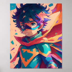 Blue and Red Anime Superhjälte Boy Poster