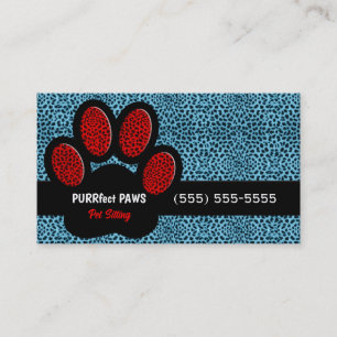 Blue and Red Cheetah Print Anpassningsbar Tass Pet Visitkort