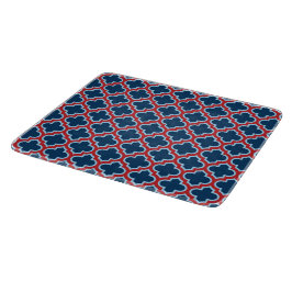 Blue and Red Moroccan Trellis, Lattice, Quatrefoil