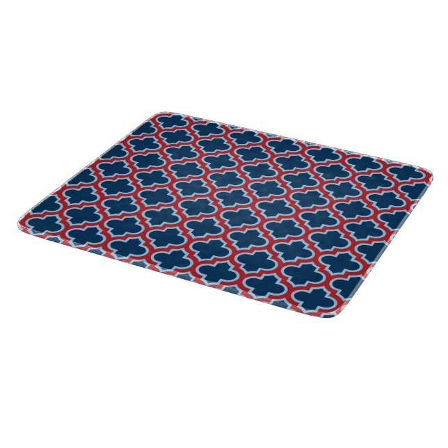 Blue and Red Moroccan Trellis, Lattice, Quatrefoil (Hörn)