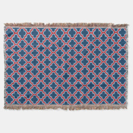 Blue and Red Moroccan Trellis, Lattice, Quatrefoil Filt