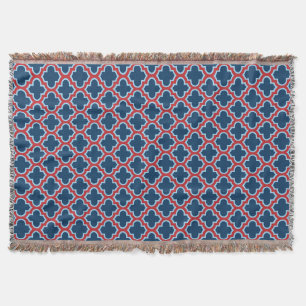 Blue and Red Moroccan Trellis, Lattice, Quatrefoil Filt