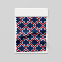 Blue and Red Moroccan Trellis, Lattice, Quatrefoil