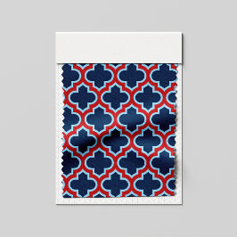 Blue and Red Moroccan Trellis, Lattice, Quatrefoil Tyg