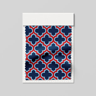 Blue and Red Moroccan Trellis, Lattice, Quatrefoil Tyg