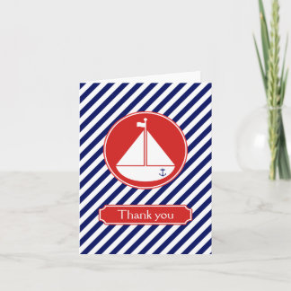 Blue and Red Sailboat Thank You Tack Kort