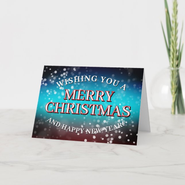 Blue and red snowy Christmas card Kort (Framsida)