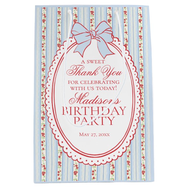 Blue and Red Vintage Fancy Floral Birthday Favors (Framsidan)