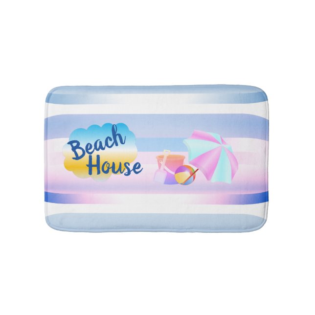 Blue and Rosa Beach House Bath Mat Badrumsmatta (Framsidan)