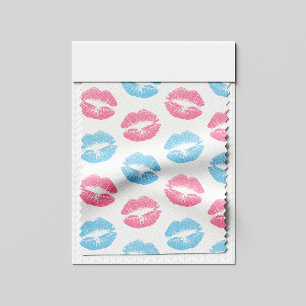 Blue and Rosa Läppar Mönster, Lipstick, Kiss Tyg