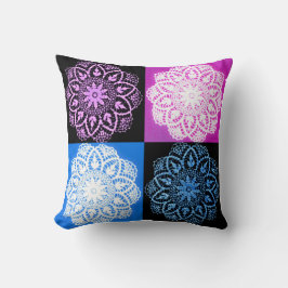 Blue and Rosa Pop Art Doily Dekorativ kudde