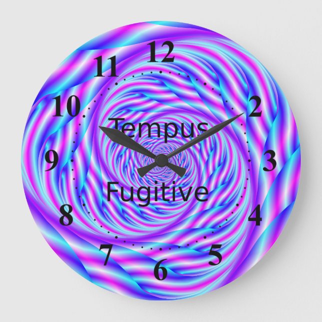 Blue and Rosa Swirl Tempus Fugitive Clock Stor Klocka (Framsida)