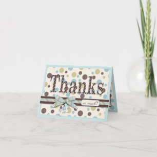 Blue and Sage Polka dots Tack Baby Shower Kort