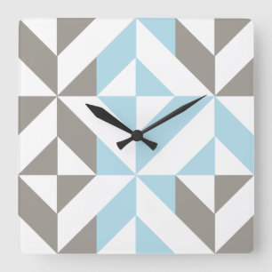 Blue and Silver Geometric ZigZag Fyrkantig Klocka