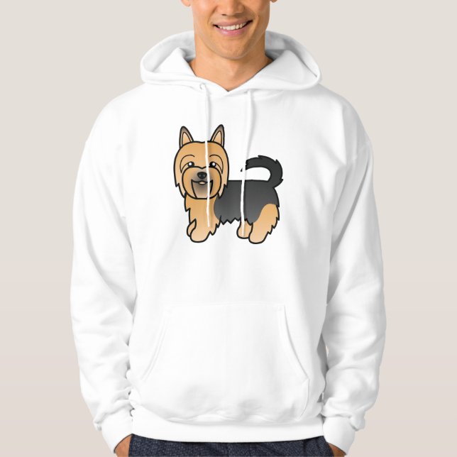 Blue and Tan Australian Terrier Cute Tecknad hund Hoodie (Framsida)
