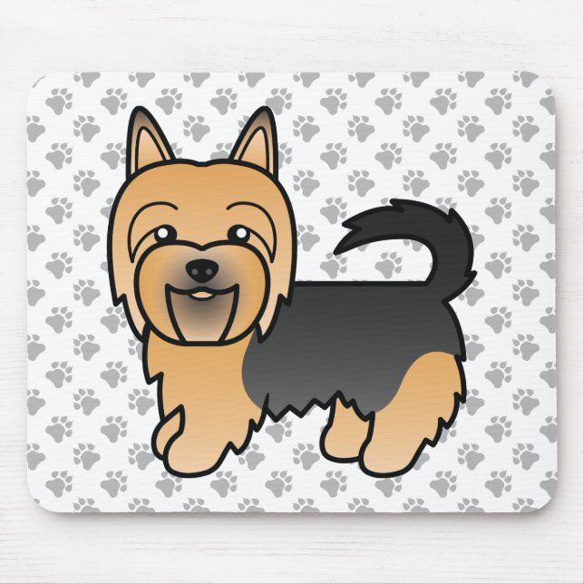 Blue and Tan Australian Terrier Cute Tecknad hund Musmatta (Framsidan)