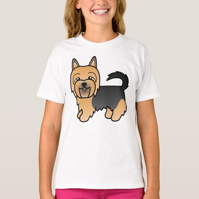 Blue and Tan Australian Terrier Cute Tecknad hund T Shirt (Framsida)