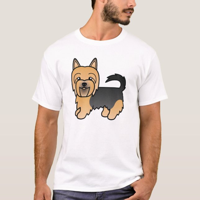 Blue and Tan Australian Terrier Hund Tecknad Art Tee Shirt (Framsida)