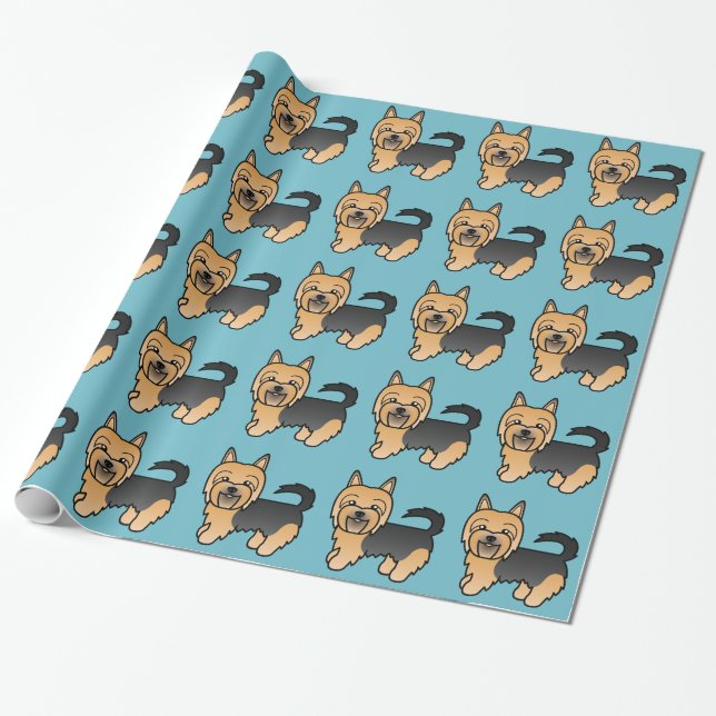 Blue and Tan Tecknad Australian Terrier Presentpapper (Utrullad)