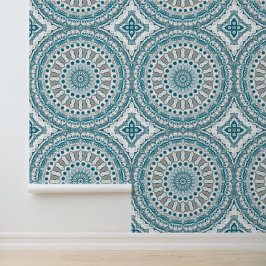 Blue and Taupe Mandala Pattern Design