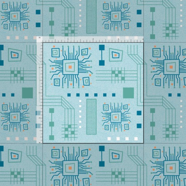 ・ Blue and Teal Circuit Board Mönster Tyg (Skapare uppladdad)