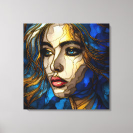 Blue and the Golden Elegance - AI on Stiga upp Canvastryck